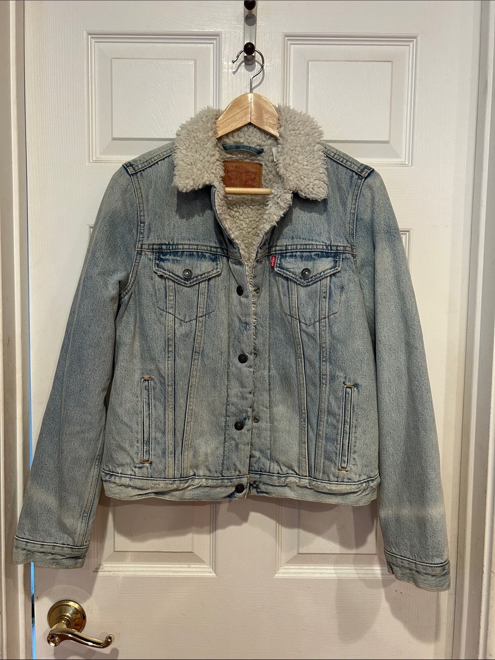 Levi's Light Blue Sherpa-Trim Denim Jacket